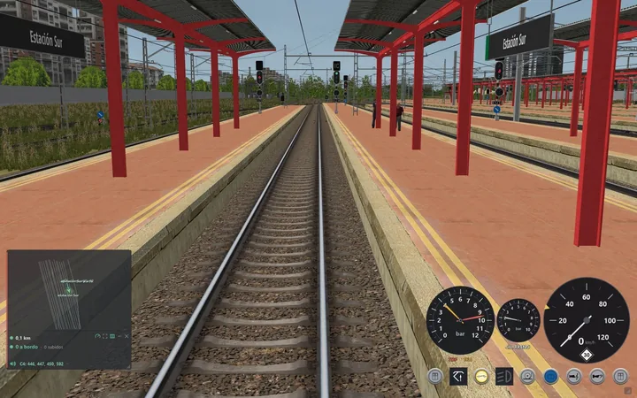 HUD y pupitre sobre Open Rails