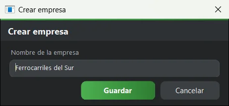 Diálogo «Crear empresa».